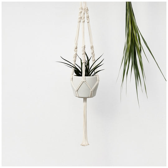 Macramé Hanging Planter | Handwoven Cotton + Ceramic Pot | Boho Decor