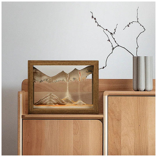 Liquid Sand Art Picture | Gravity Flowing Meditation Decor | Glass