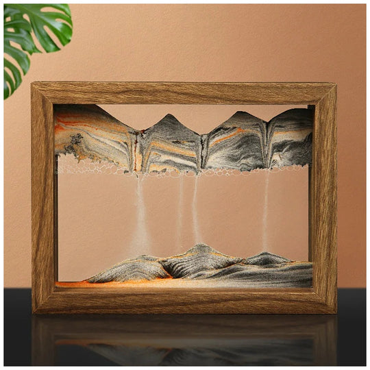 Liquid Sand Art Picture | Gravity Flowing Meditation Decor | Glass