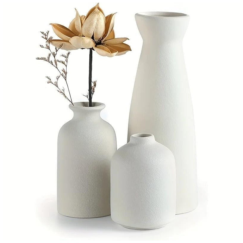 Speckled Ceramic Vase Set | Trio of Organic Vessels | Japandi Decor