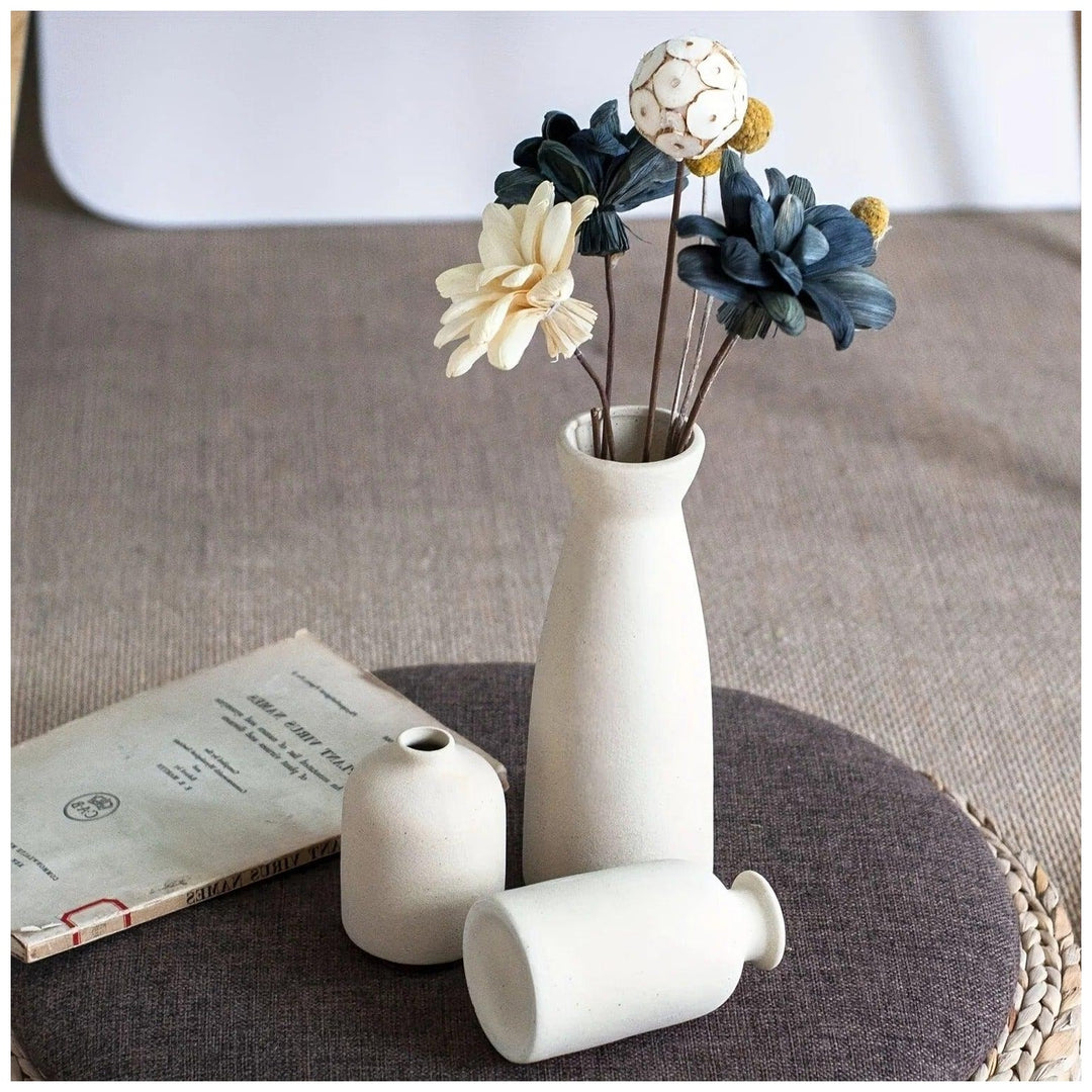 Speckled Ceramic Vase Set | Trio of Organic Vessels | Japandi Decor