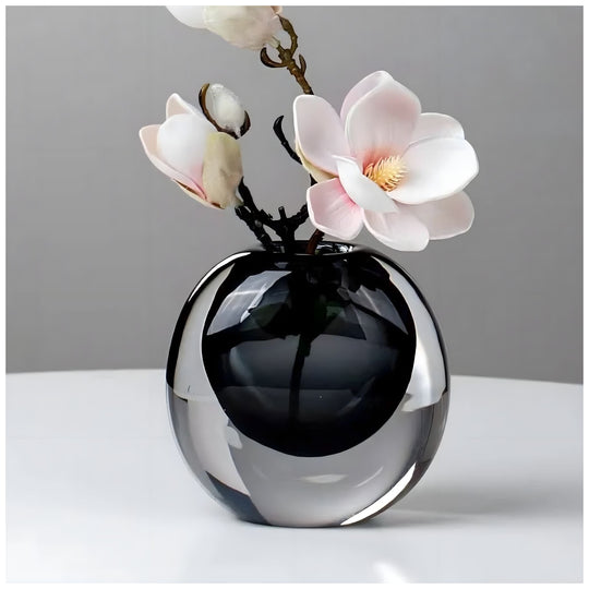 Smoky Glass Sculpture Vase | Two-Tone Blown Glass | Modern Home Decor
